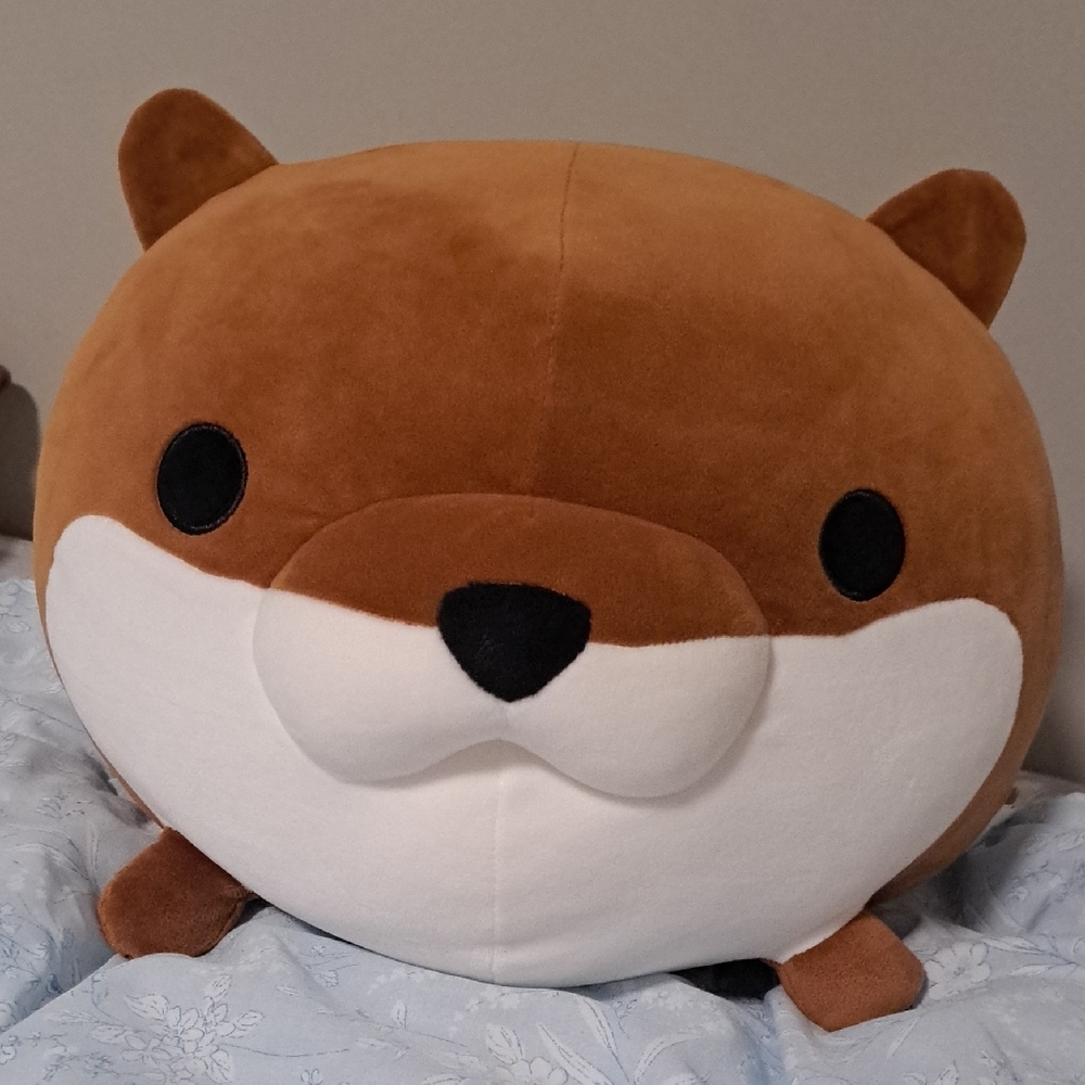 NWT Brown and White Plush Otter Pillow